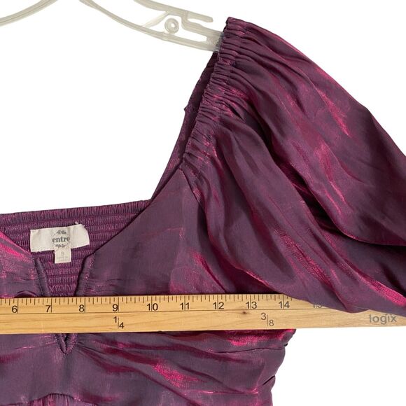 Entro Y2K Babydoll Cropped Top S Purple Sweatheart Puff Sleeve Fairy Party Anime - Picture 4 of 7